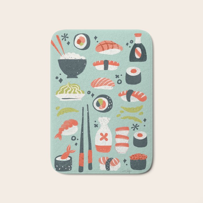 Sushi Dreams - Mint Bath Mat Gallery Image 1