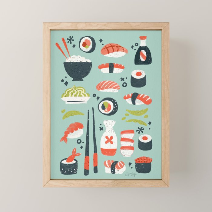 Sushi Dreams - Mint Mini Art Print Gallery Image 1