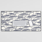 Atlantic fish blue Desk Mat Gallery Image 1