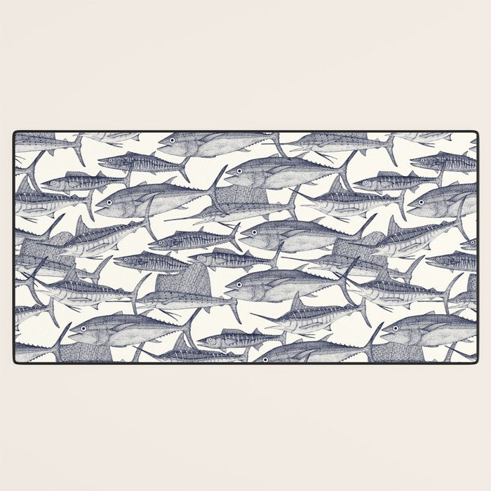 Atlantic fish blue Desk Mat Gallery Image 3
