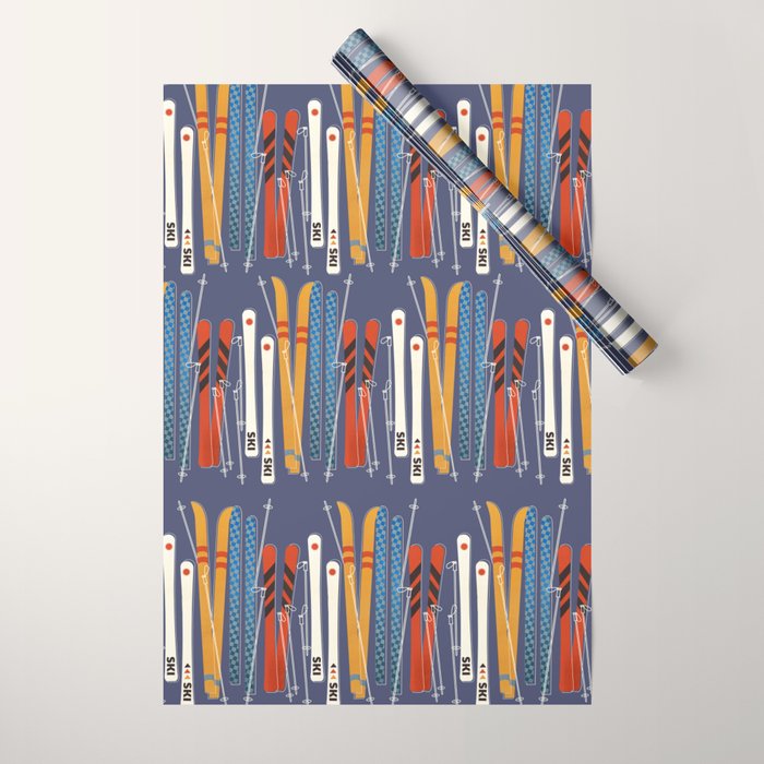 Retro Colorful Skis Wrapping Paper Gallery Image 1