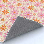  Retro 70s Groovy Daisy Pattern with Stripes, Hot Orange and Pink Rug Gallery Image 4