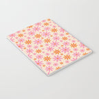  Retro 70s Groovy Daisy Pattern with Stripes, Hot Orange and Pink Notebook Gallery Image 3