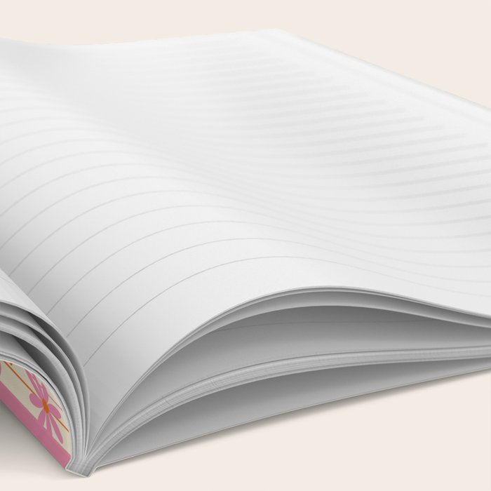  Retro 70s Groovy Daisy Pattern with Stripes, Hot Orange and Pink Notebook Gallery Image 2