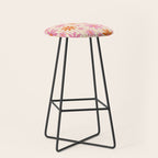  Retro 70s Groovy Daisy Pattern with Stripes, Hot Orange and Pink Stool Gallery Image 1