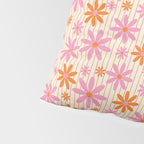  Retro 70s Groovy Daisy Pattern with Stripes, Hot Orange and Pink Pillow Sham Gallery Image 4