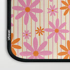  Retro 70s Groovy Daisy Pattern with Stripes, Hot Orange and Pink Laptop Sleeve Gallery Image 3