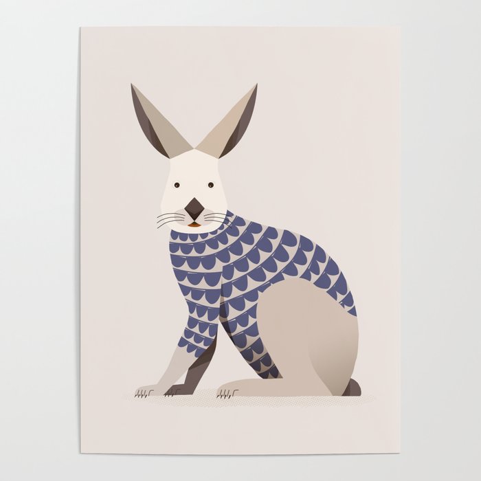 Whimsical European Hare Poster Gallery Image 1