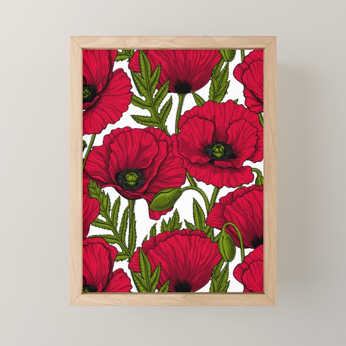 Red Poppy garden 2 Mini Art Print Gallery Image 1