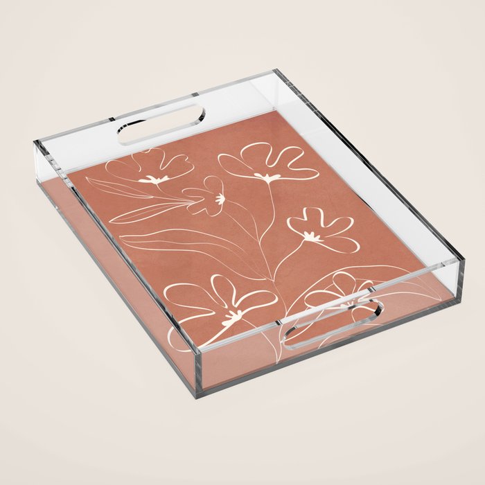 Little Flower Outline on Clay 03 Acrylic Tray Gallery Image 1