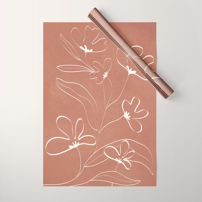 Little Flower Outline on Clay 03 Wrapping Paper Gallery Image 1