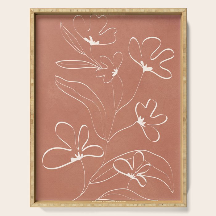 Little Flower Outline on Clay 03 Serving Tray Gallery Image 1