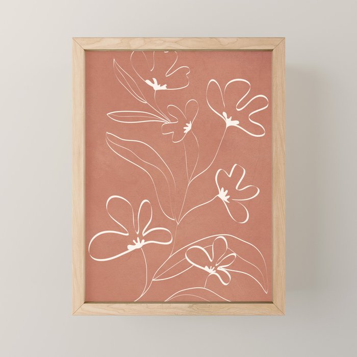 Little Flower Outline on Clay 03 Mini Art Print Gallery Image 1