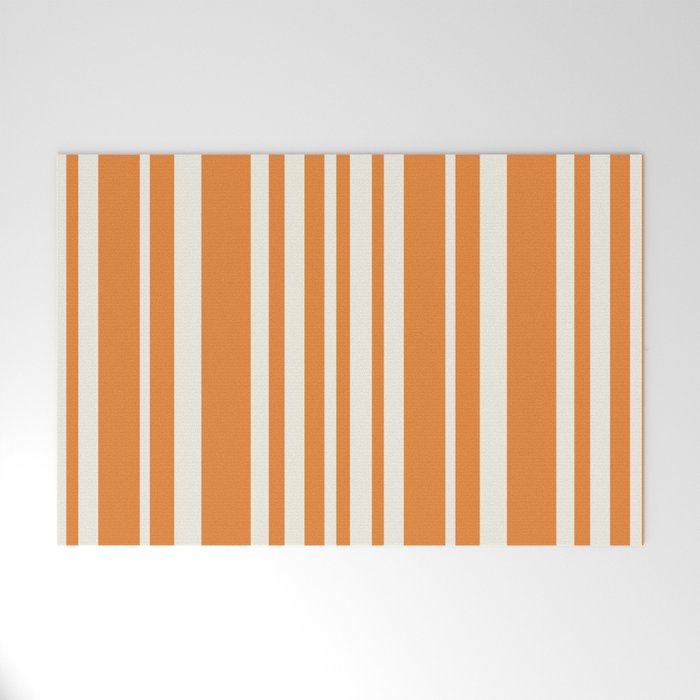 Classic Stripes XLVI - Retro Orange Welcome Mat Gallery Image 1