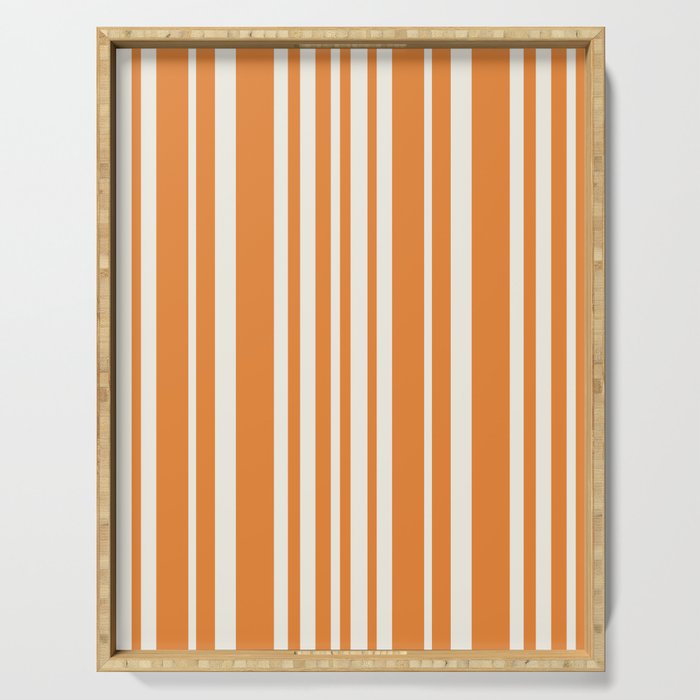 Classic Stripes XLVI - Retro Orange Serving Tray Gallery Image 1
