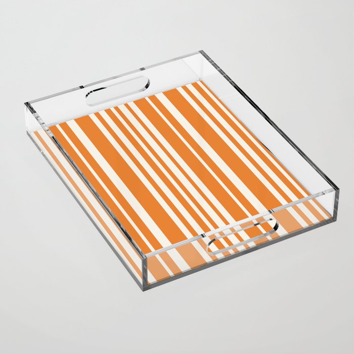 Classic Stripes XLVI - Retro Orange Acrylic Tray Gallery Image 1