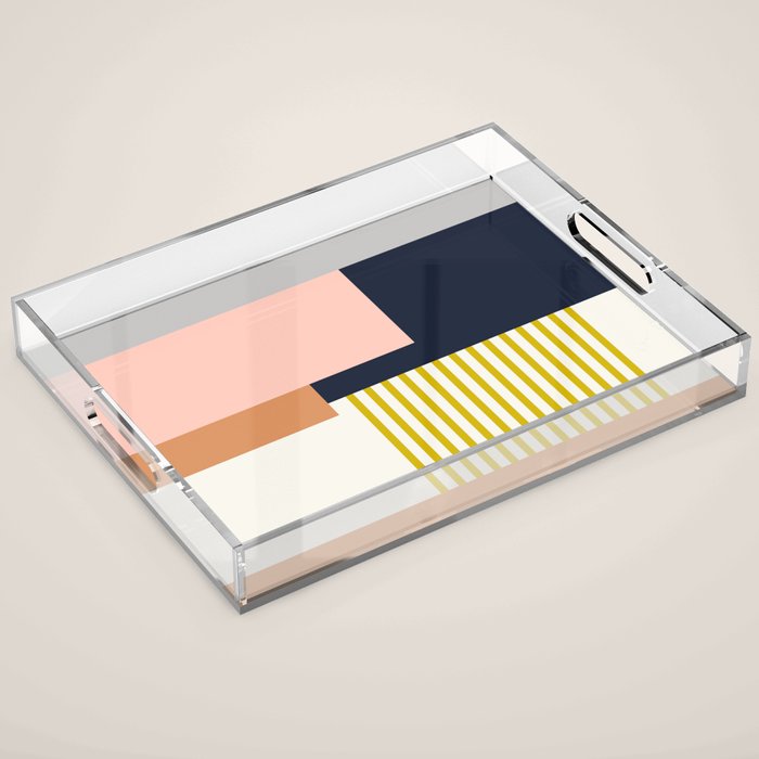 Sol Abstract Geometric Print in Multi Acrylic Tray Gallery Image 1