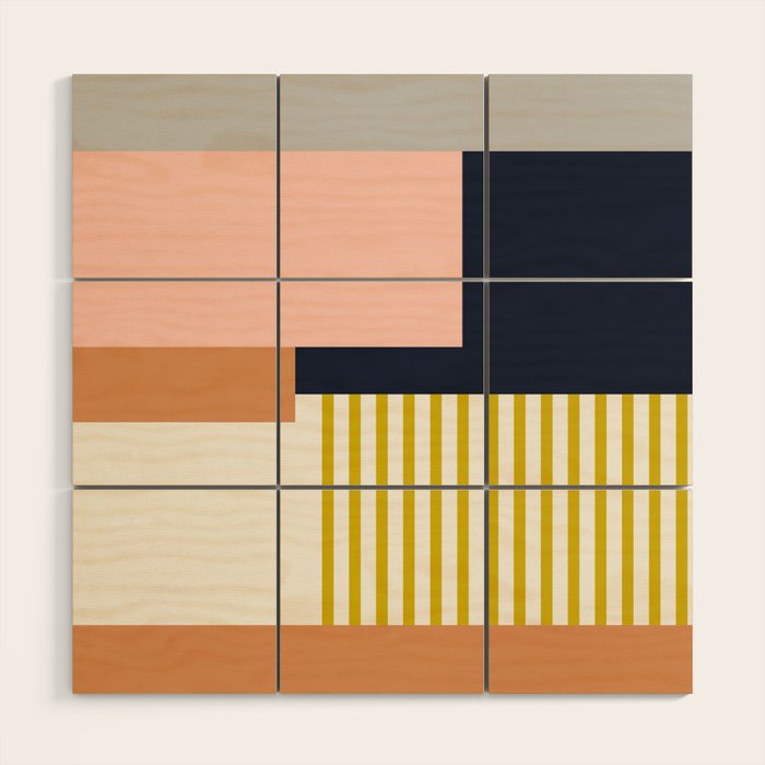 Sol Abstract Geometric Print in Multi Wood Wall Art Gallery Image 1