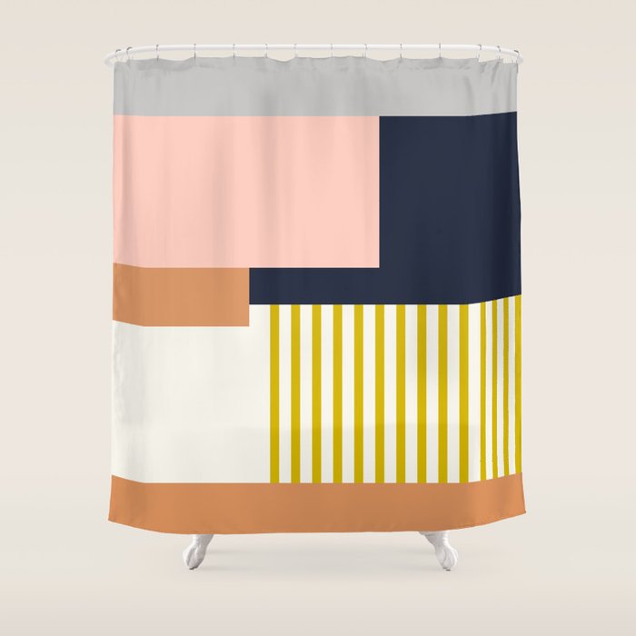 Sol Abstract Geometric Print in Multi Shower Curtain Gallery Image 1