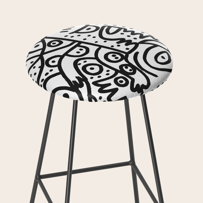 Black and White Graffiti Street art Ink Marker  Stool Gallery Image 2
