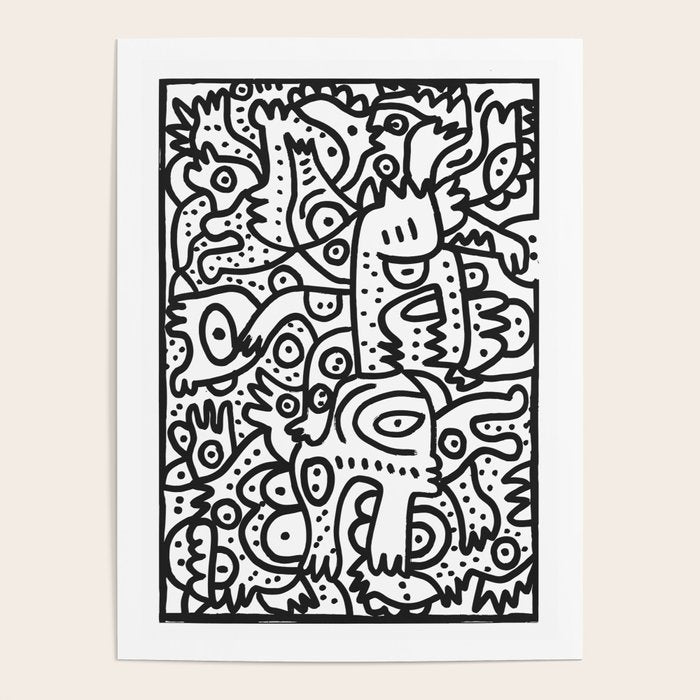 Black and White Graffiti Street art Ink Marker  Poster Gallery Image 1