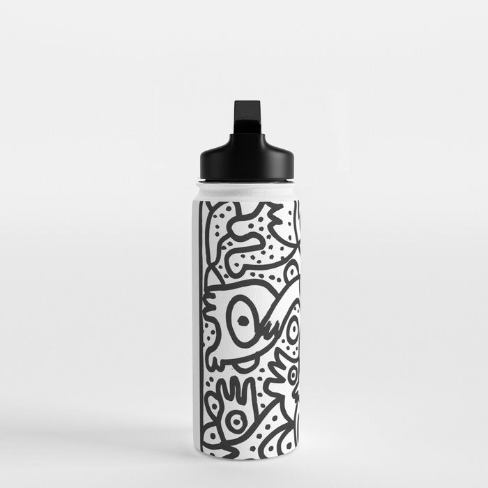 Black and White Graffiti Street art Ink Marker  Water Bottle Gallery Image 3