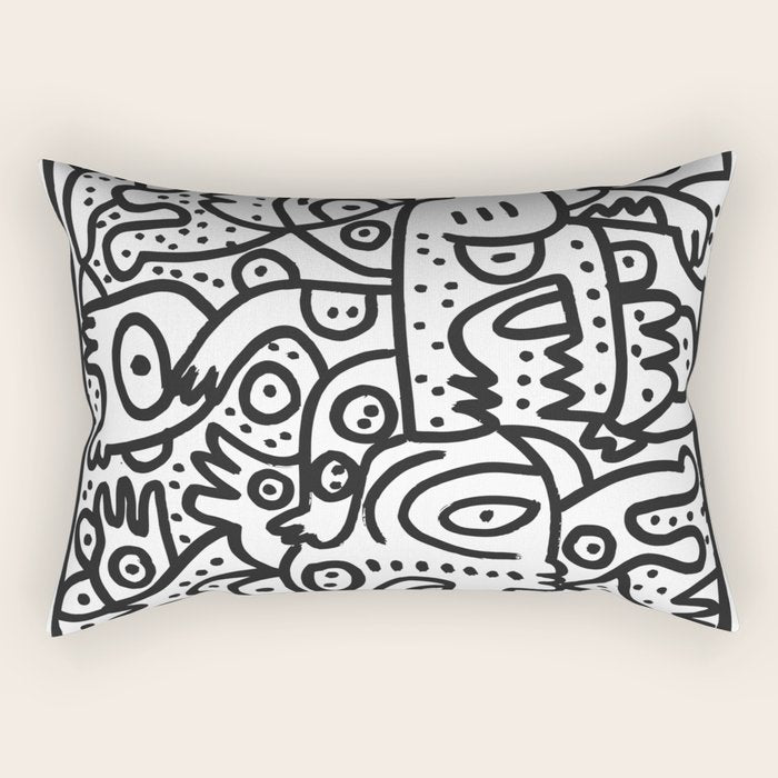 Black and White Graffiti Street art Ink Marker  Rectangular Pillow Gallery Image 1