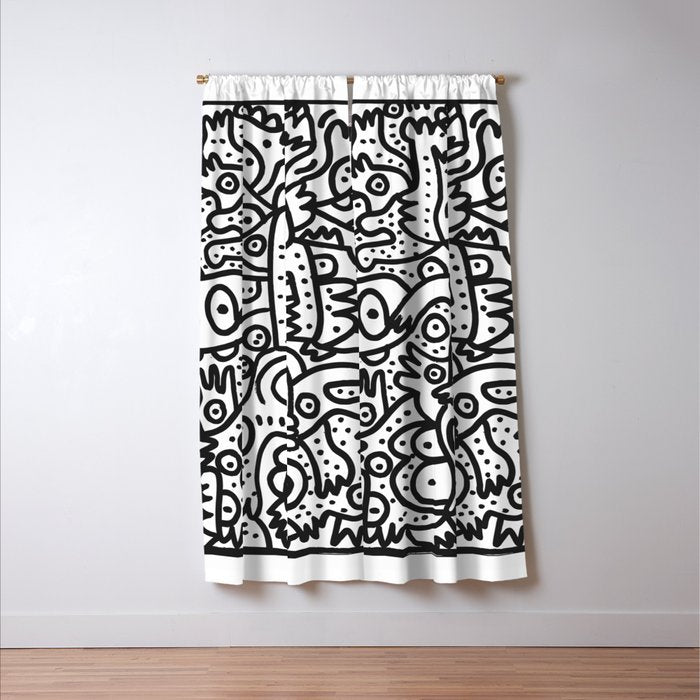 Black and White Graffiti Street art Ink Marker  Window Curtain Gallery Image 3