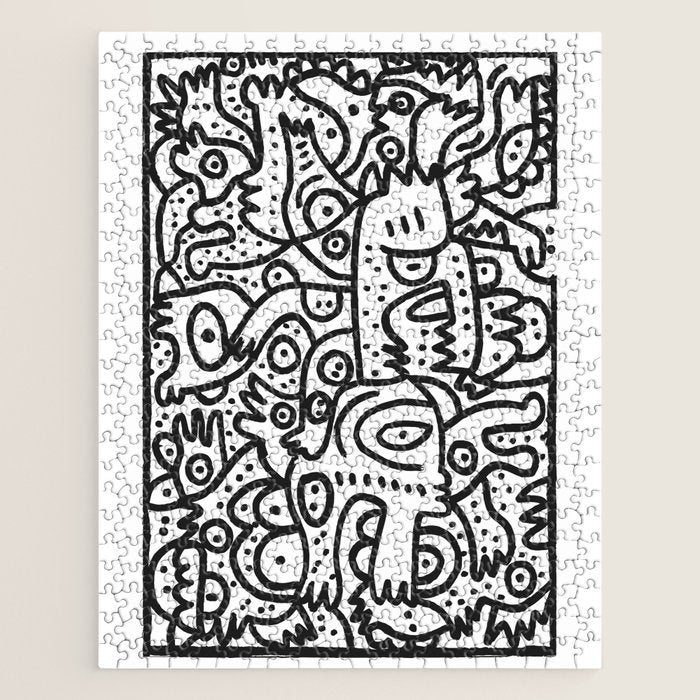 Black and White Graffiti Street art Ink Marker  Jigsaw Puzzle Gallery Image 1