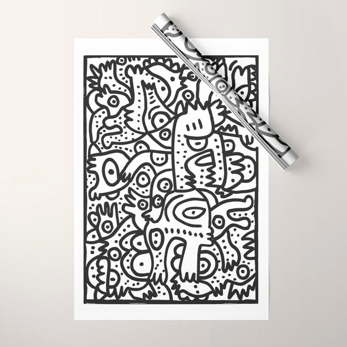 Black and White Graffiti Street art Ink Marker  Wrapping Paper Gallery Image 1