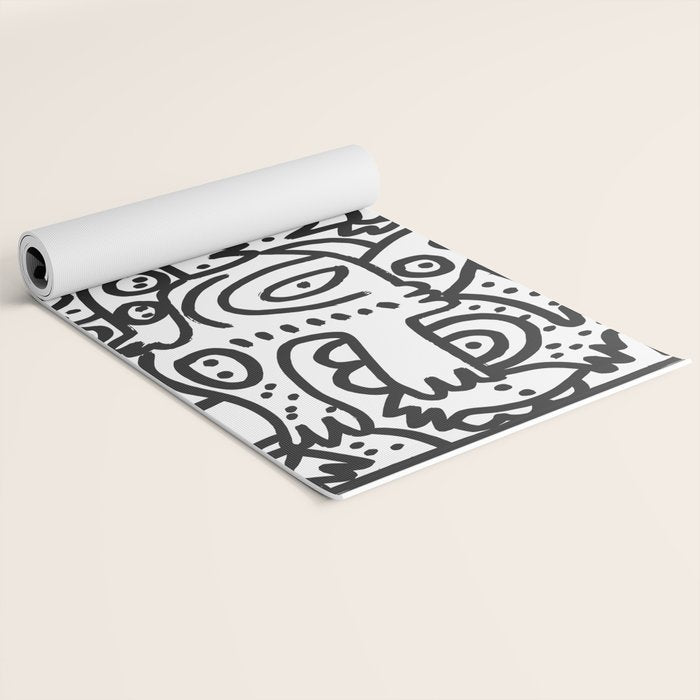 Black and White Graffiti Street art Ink Marker  Yoga Mat Gallery Image 2