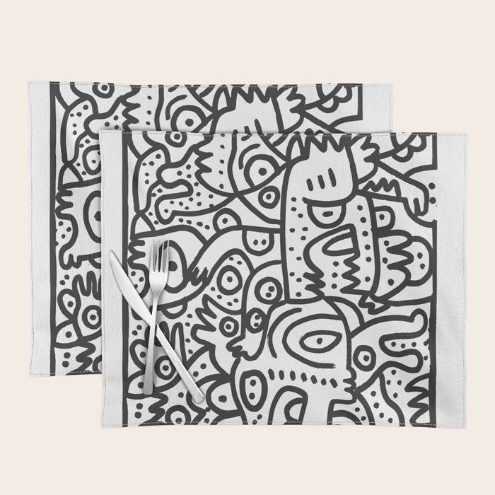 Black and White Graffiti Street art Ink Marker  Placemat Gallery Image 1
