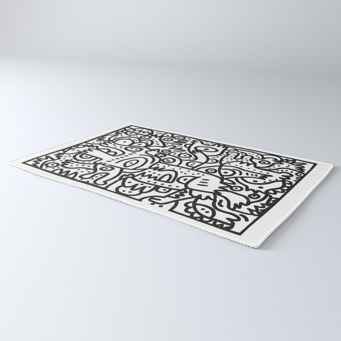 Black and White Graffiti Street art Ink Marker  Rug Gallery Image 3