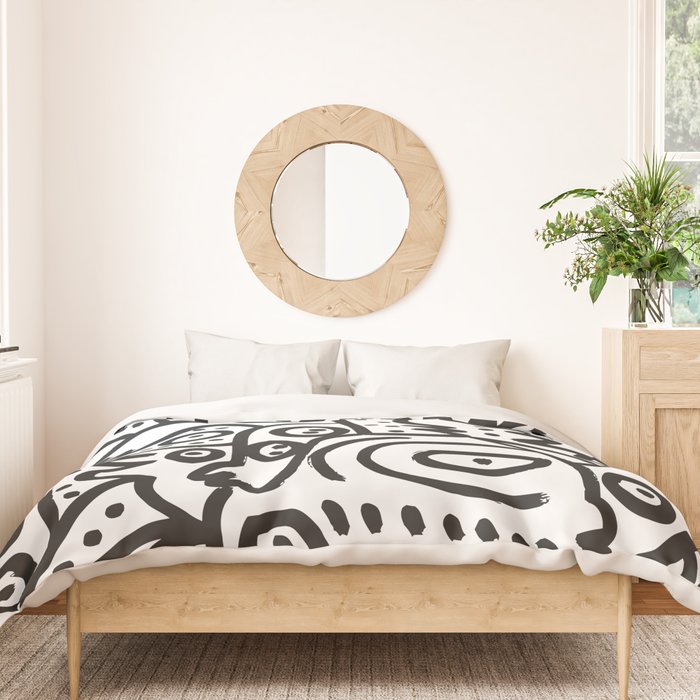 Black and White Graffiti Street art Ink Marker  Duvet Cover Gallery Image 3