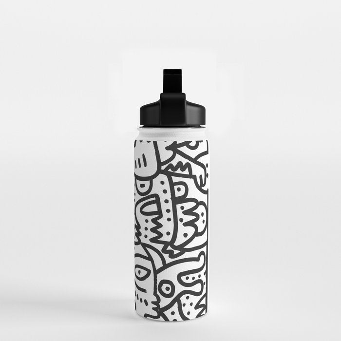 Black and White Graffiti Street art Ink Marker  Water Bottle Gallery Image 2