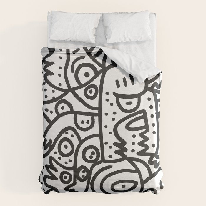 Black and White Graffiti Street art Ink Marker  Duvet Cover Gallery Image 1