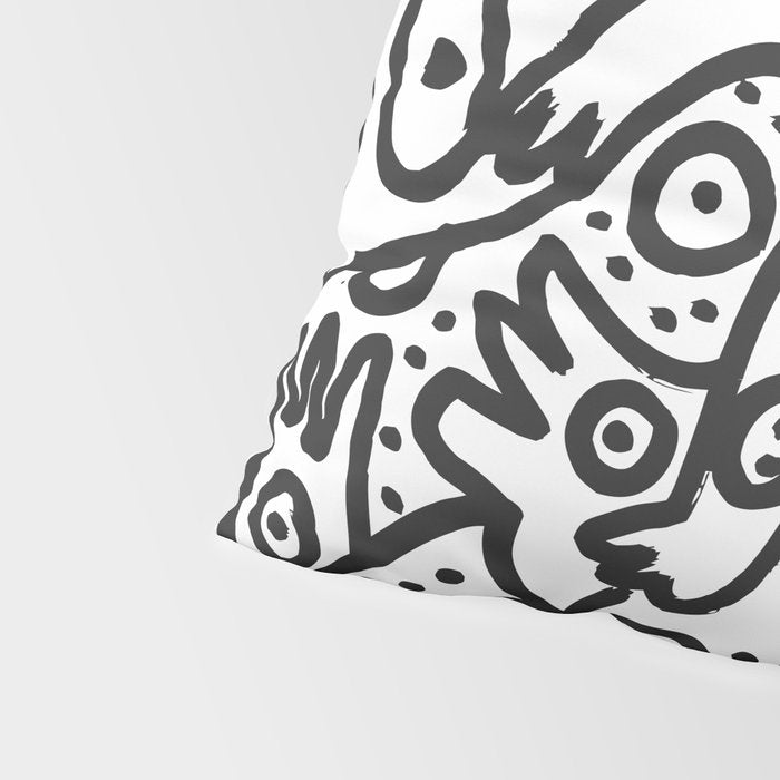 Black and White Graffiti Street art Ink Marker  Pillow Sham Gallery Image 4