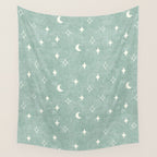 moon and stars - surf blue Wall Tapestry Gallery Image 4