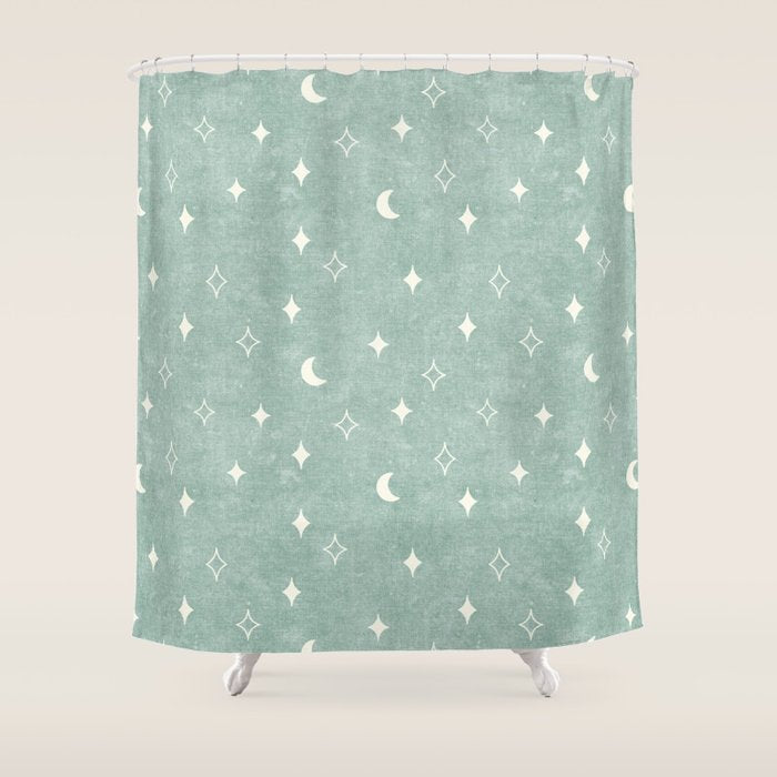 moon and stars - surf blue Shower Curtain Gallery Image 1