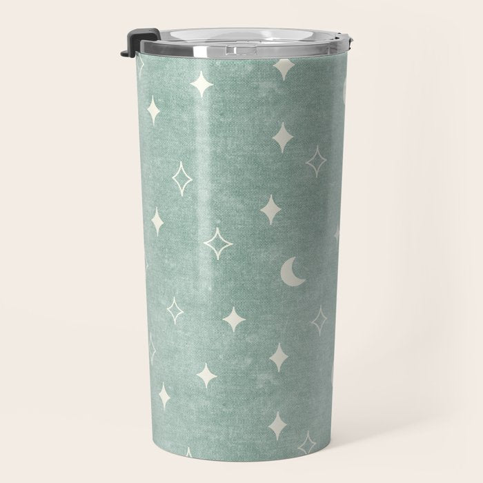 moon and stars - surf blue Travel Mug Gallery Image 3