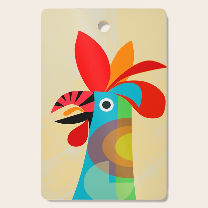 Rooster in bold colors Cutting Board Gallery Image 1