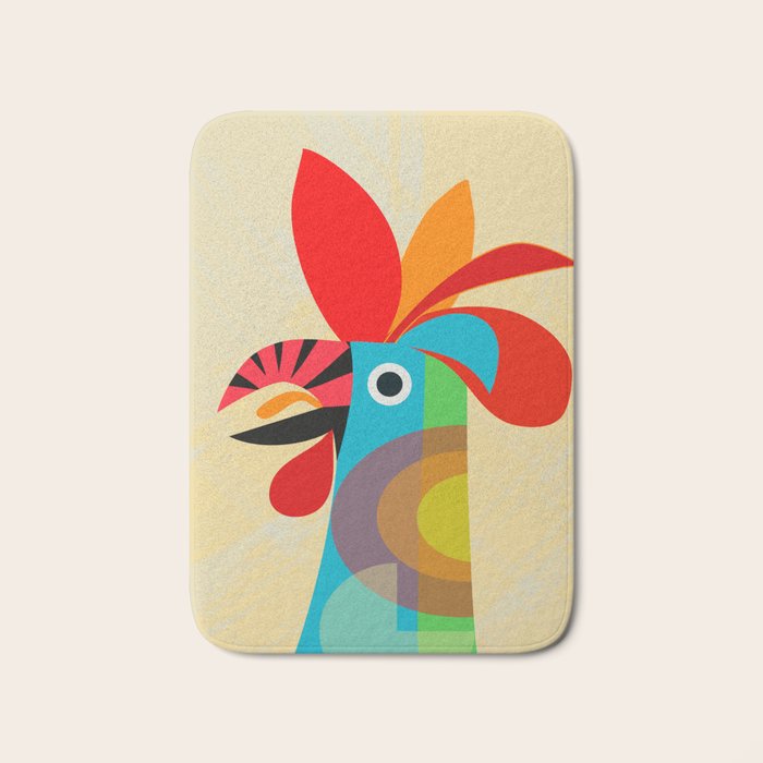 Rooster in bold colors Bath Mat Gallery Image 1