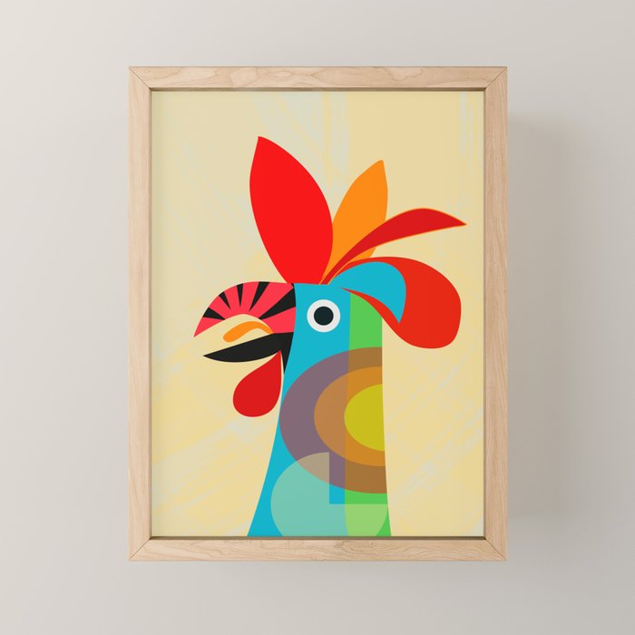 Rooster in bold colors Mini Art Print Gallery Image 1