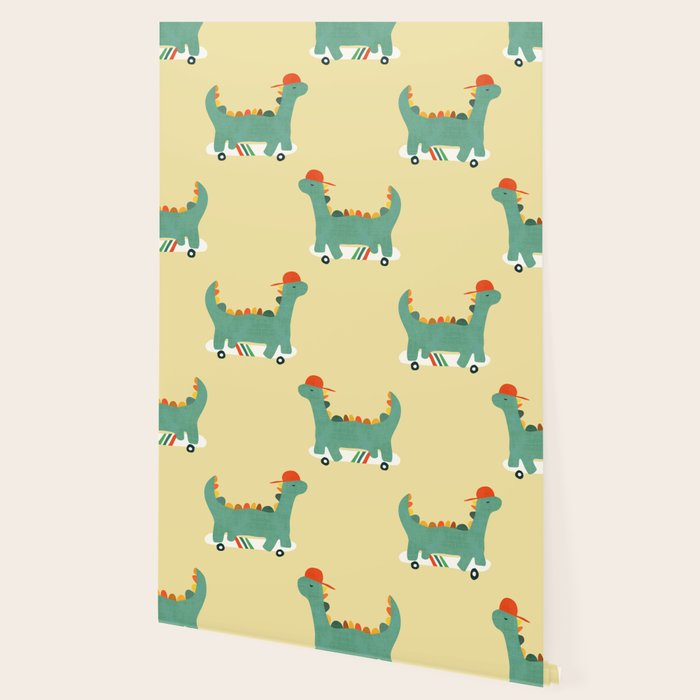 Dinosaur on retro skateboard Wallpaper Gallery Image 2