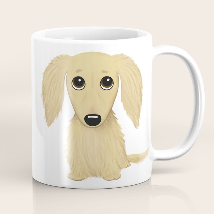 Longhaired Cream Dachshund Cartoon Dog Coffee Mug Gallery Image 1