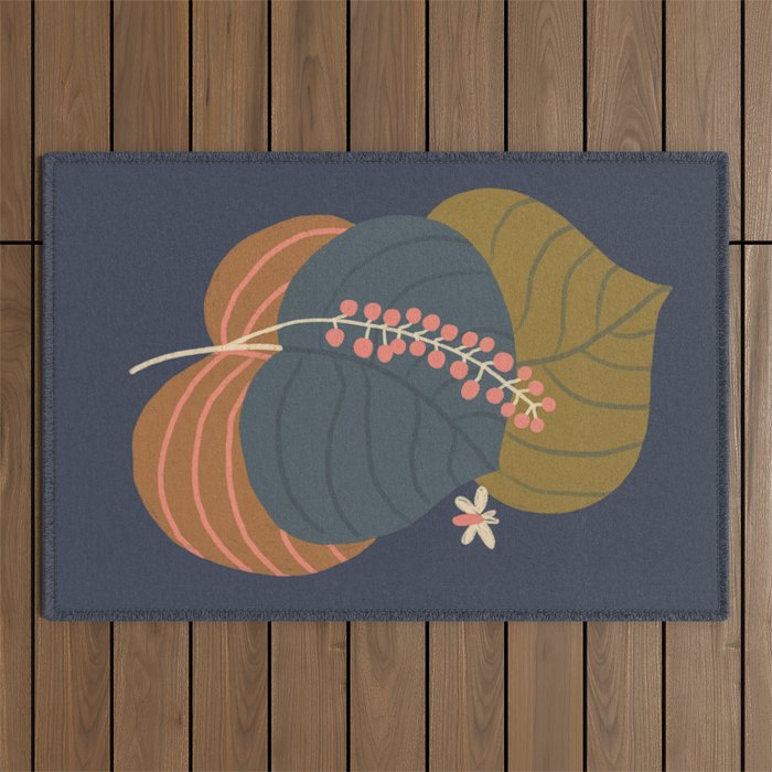 Leaves and moth Outdoor Rug Gallery Image 1