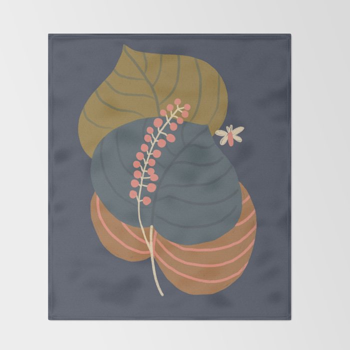 Leaves and moth Throw Blanket Gallery Image 2