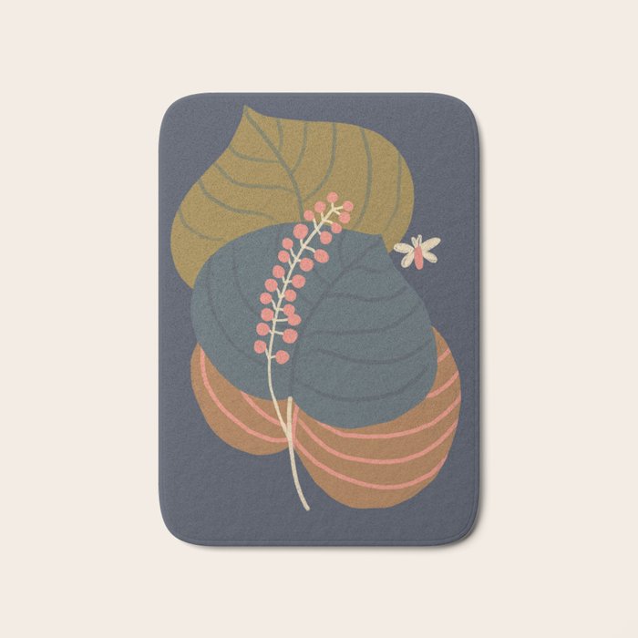 Leaves and moth Bath Mat Gallery Image 1