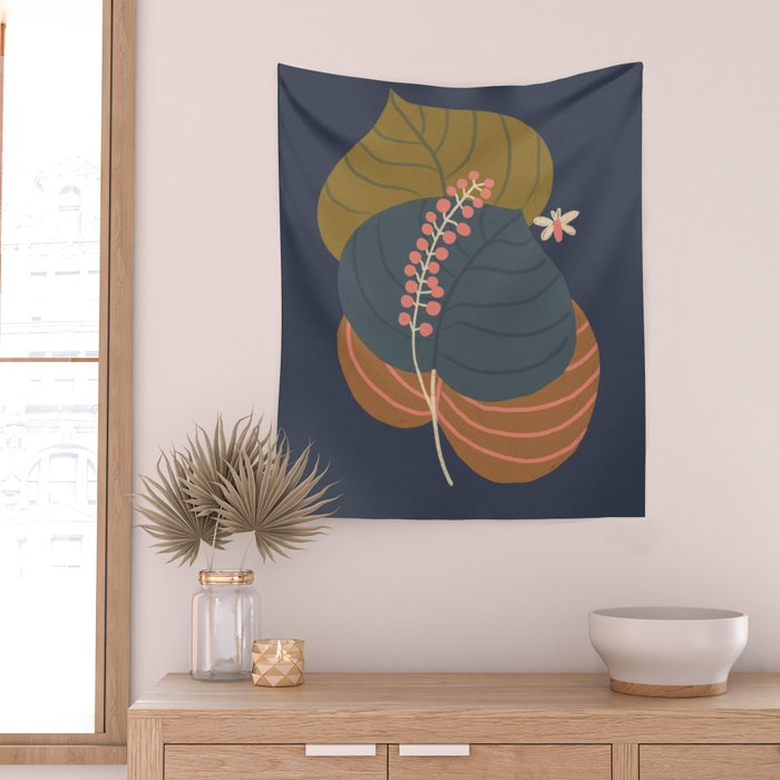 Leaves and moth Wall Tapestry Gallery Image 2