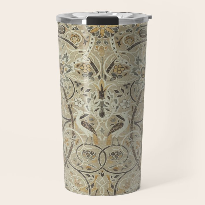 William Morris Vintage Bullerswood Stone Mustard Travel Mug Gallery Image 1